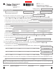 Form ST1 &quot;Application for Vendor's License to Make Taxable Sales&quot; - Ohio