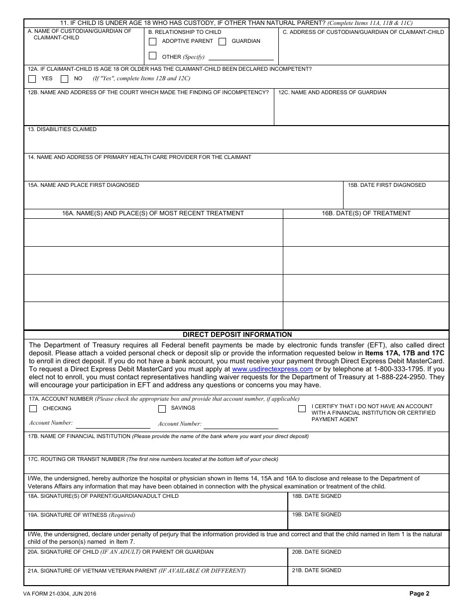 VA Form 21-0304 - Fill Out, Sign Online and Download Fillable PDF ...