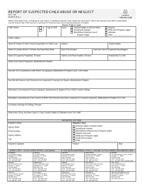 Form DCF136 Download Fillable PDF or Fill Online Report of Suspected