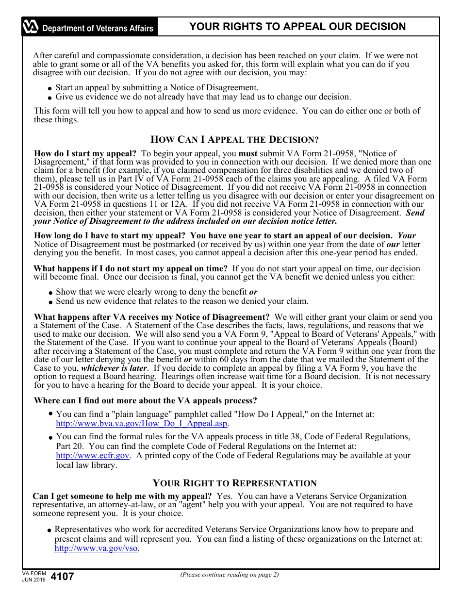 VA Form 26 Download Printable PDF or Fill Online Your Rights to