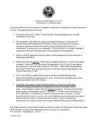 Document preview: Form CR2E007 Application by Foreign Corporation for Authorization to Transact Business in Florida - Florida