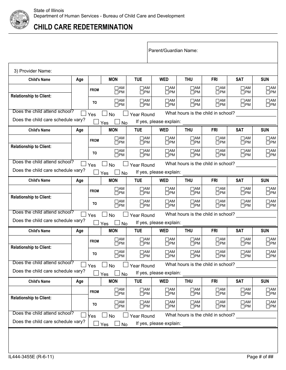 Form IL444-3455E Child Care Redetermination - Illinois, Page 10