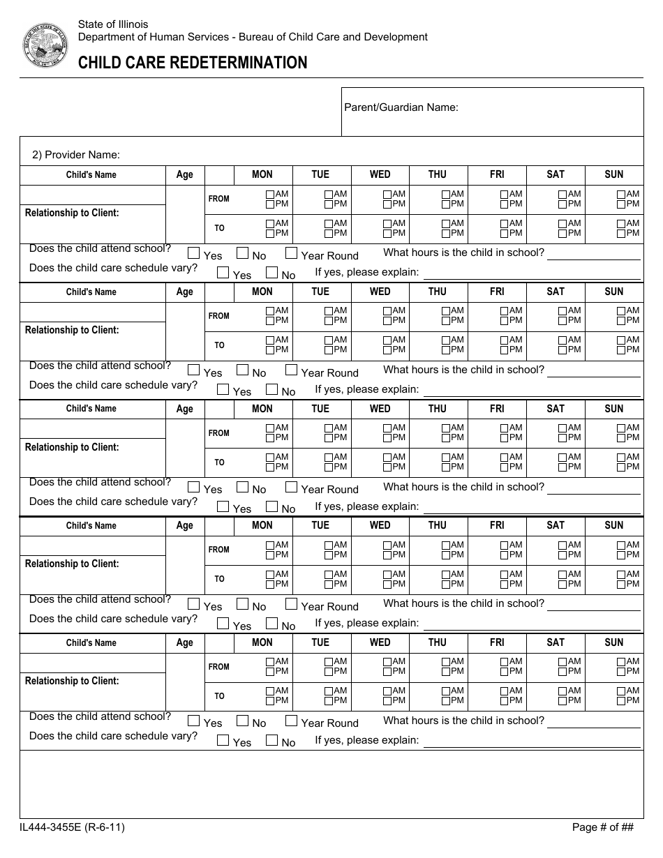 Form IL444-3455E Child Care Redetermination - Illinois, Page 9