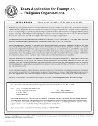 Form AP-209 Texas Application for Exemption - Religious Organizations - Texas