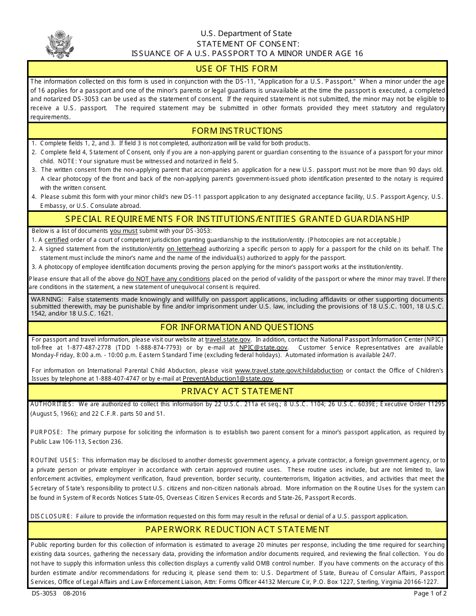 Form DS 3053 Fill Out Sign Online And Download Printable PDF Templateroller