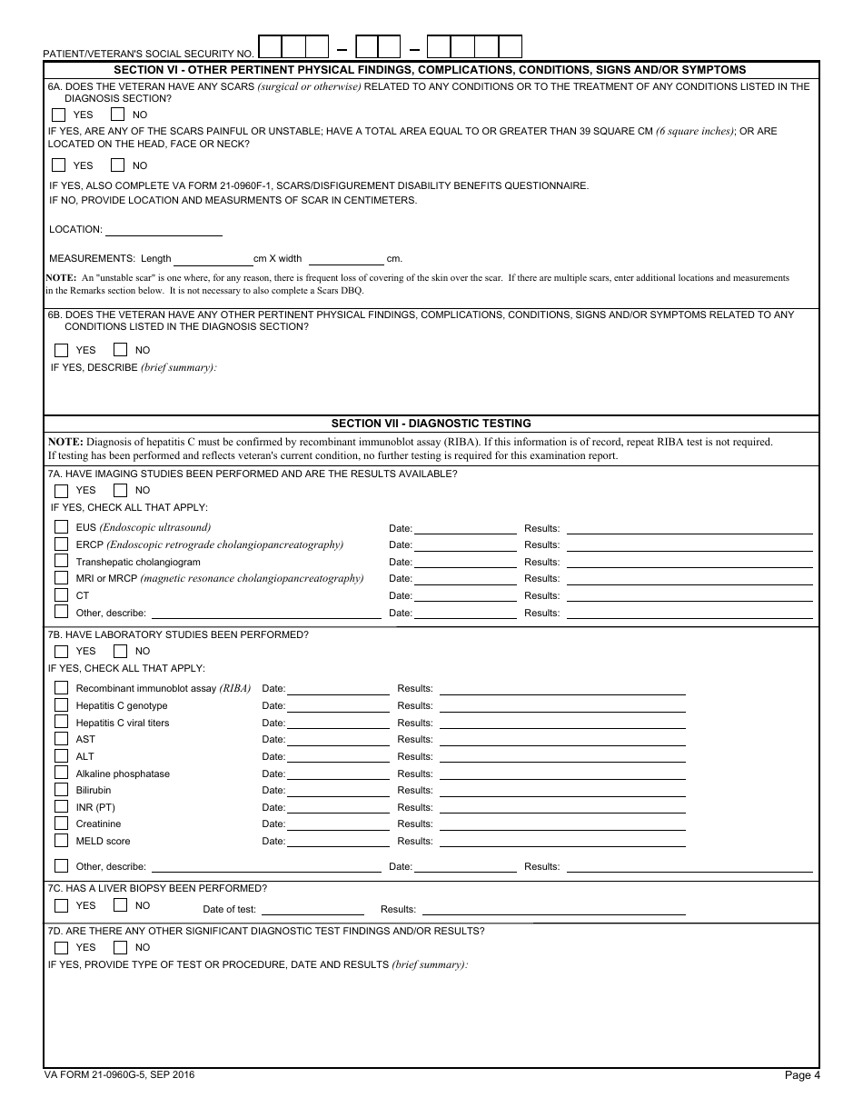VA Form 21-0960G-5 Hepatitis, Cirrhosis and Other Liver Conditions Disability Benefits Questionnaire, Page 4