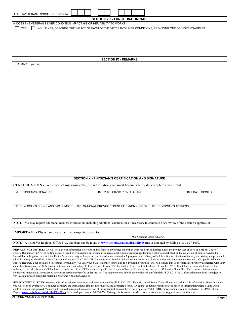 VA Form 21-0960G-5 - Fill Out, Sign Online and Download Fillable PDF ...