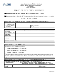Form DDS-18 Request for Motor Vehicle Report (Mvr) - Georgia (United States)