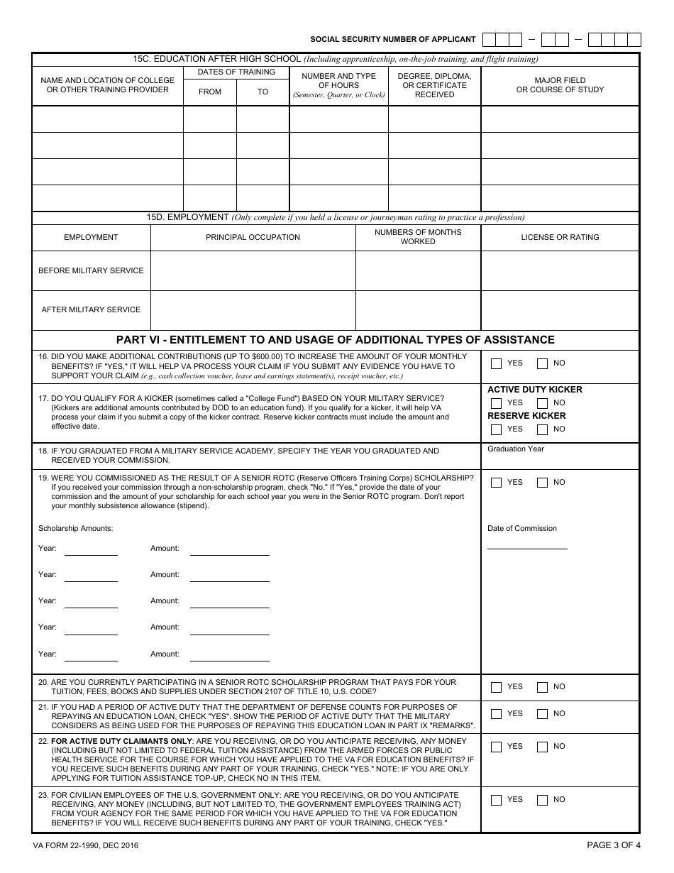 VA Form 22-1990 - Fill Out, Sign Online and Download Fillable PDF ...