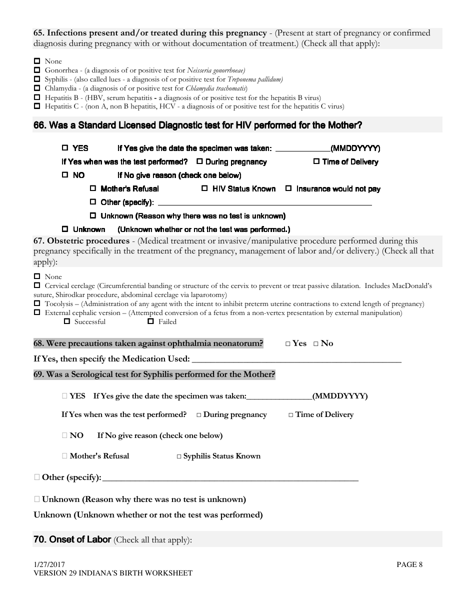 Indiana Certificate Of Live Birth Worksheet Fill Out Sign Online And Download Pdf