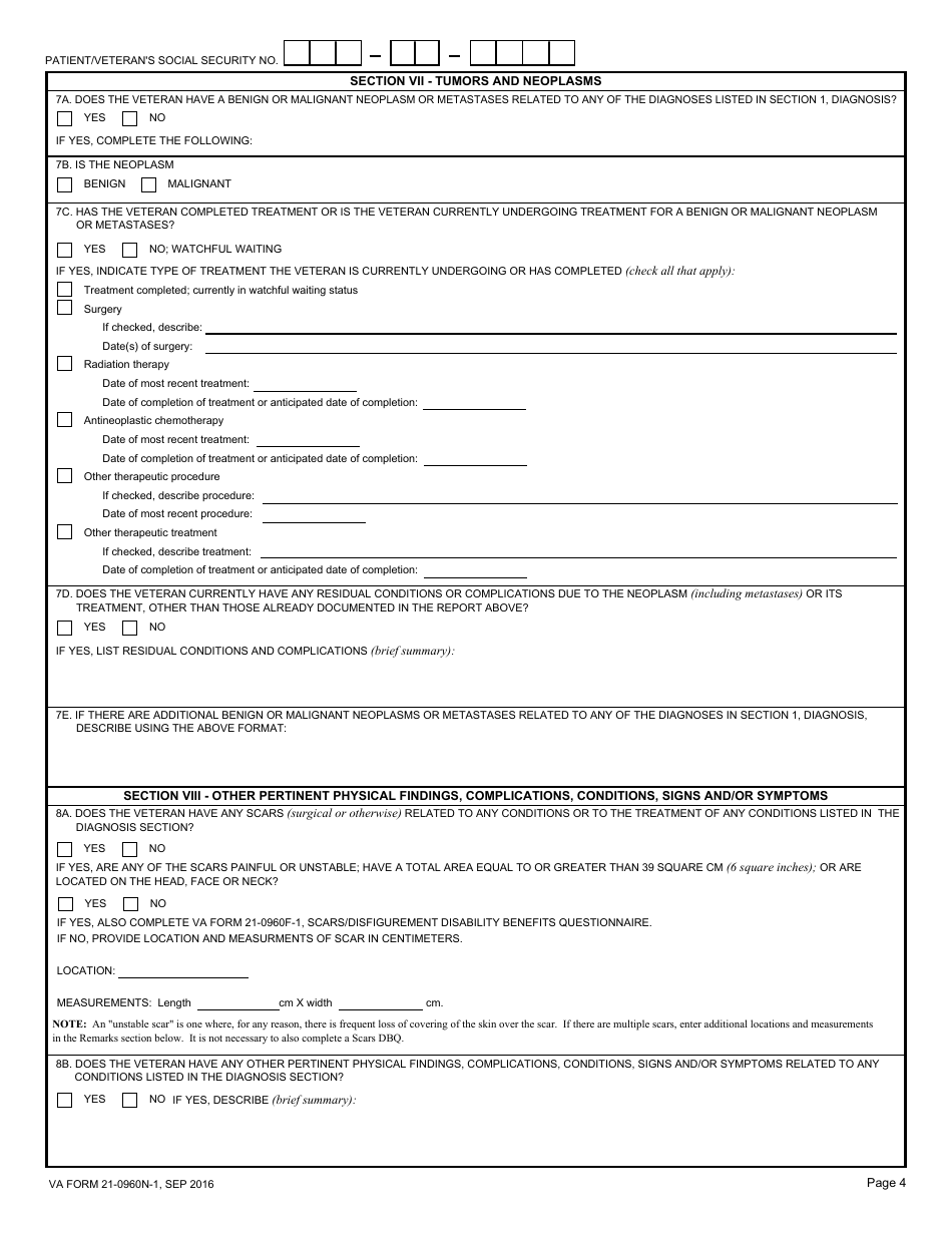 VA Form 21-0960N-1 Ear Conditions (Including Vestibular and Infectious Conditions) Disability Benefits Questionnaire, Page 4