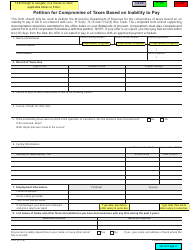 Form A-212 Petition for Compromise of Taxes Based on Inability to Pay - Wisconsin