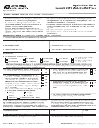 Document preview: PS Form 3624 Application to Mail at Nonprofit USPS Marketing Mail Prices