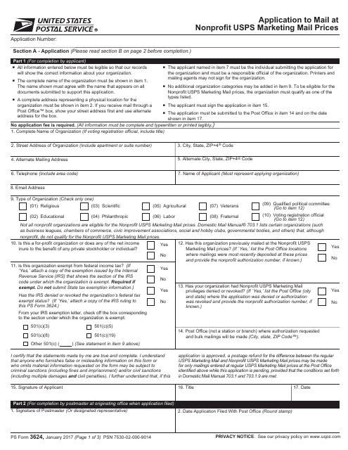 PS Form 3624  Printable Pdf