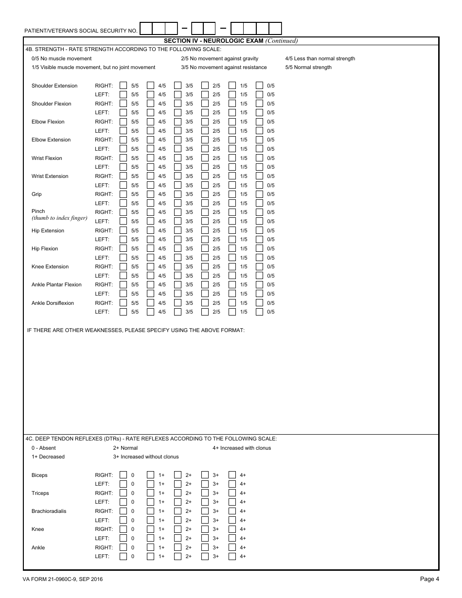 VA Form 21-0960C-9 Multiple Sclerosis (Ms) Disability Benefits Questionnaire, Page 4