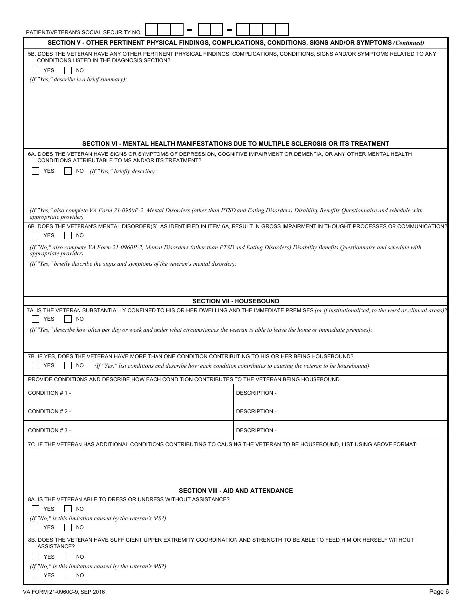 VA Form 21-0960C-9 - Fill Out, Sign Online and Download Fillable PDF ...