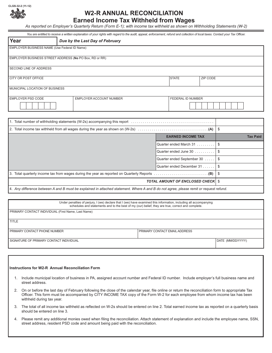 Form CLGS-32-2 - Fill Out, Sign Online and Download Fillable PDF ...