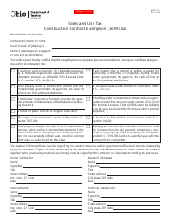 Document preview: Form STEC CC Sales and Use Tax Construction Contract Exemption Certificate - Ohio