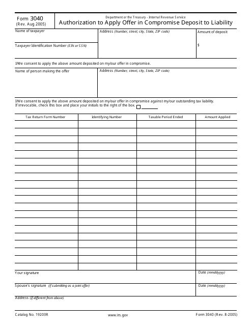 IRS Form 3040  Printable Pdf