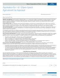 Document preview: Form 50-129 Application for 1-d-1 (Open-Space) Agricultural Use Appraisal - Texas