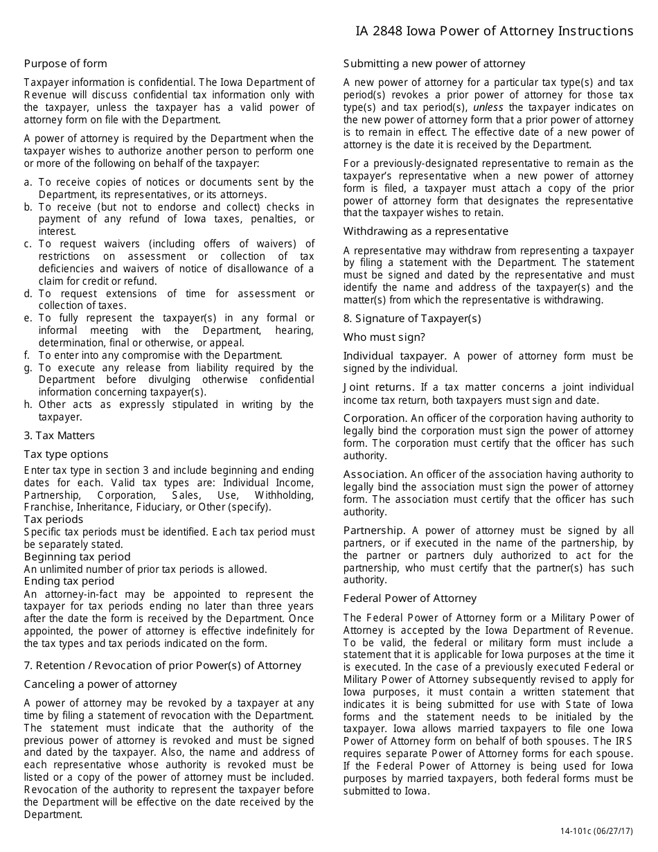 Form IA2848 Iowa Power of Attorney Form - Iowa, Page 3