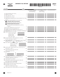 Form 502X Amended Tax Return - Maryland, Page 2