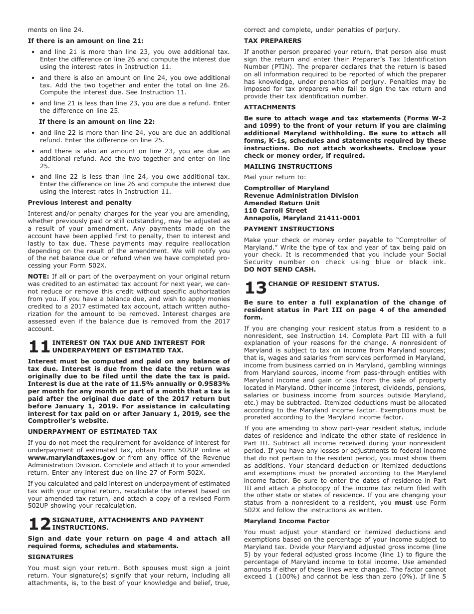 Form 502x 2017 Fill Out Sign Online And Download Fillable Pdf Maryland Templateroller 4428