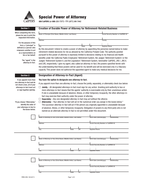 Form PERS-OSS-138 Printable Pdf