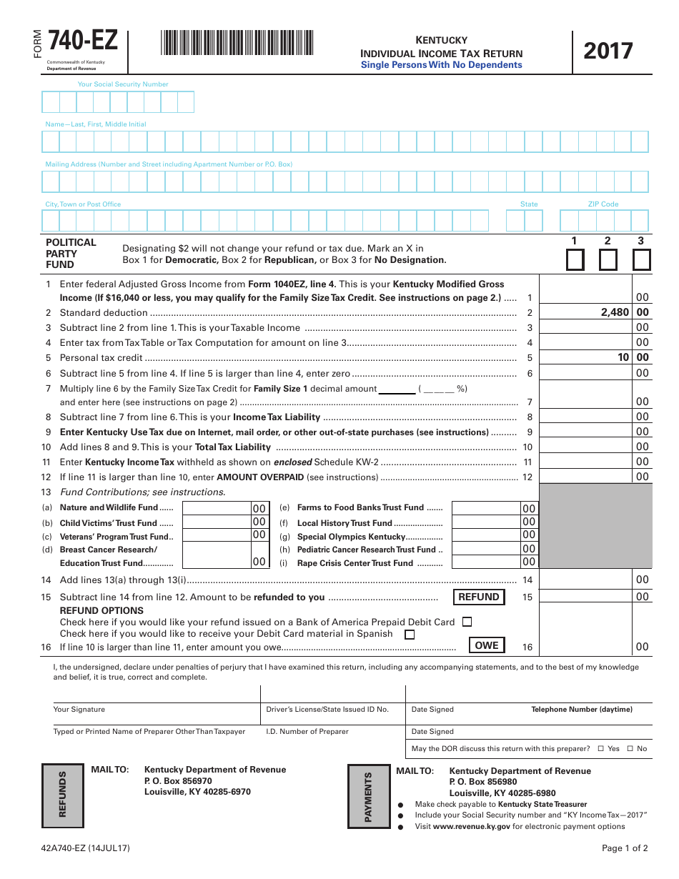 Printable Kentucky State Tax Forms