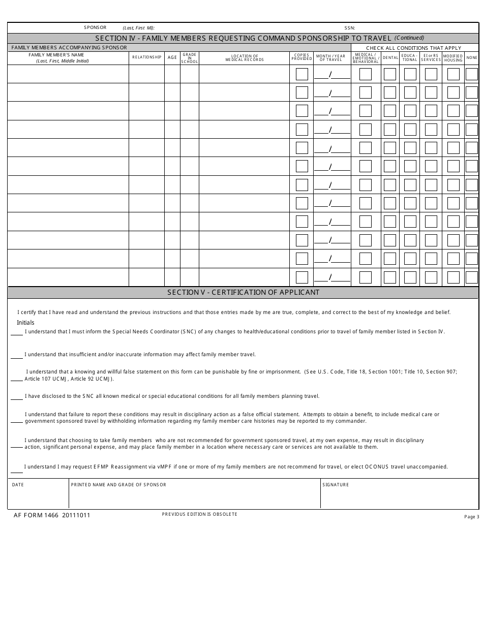 Af Form 1466 Fill Out Sign Online And Download Printable Pdf Templateroller 1385