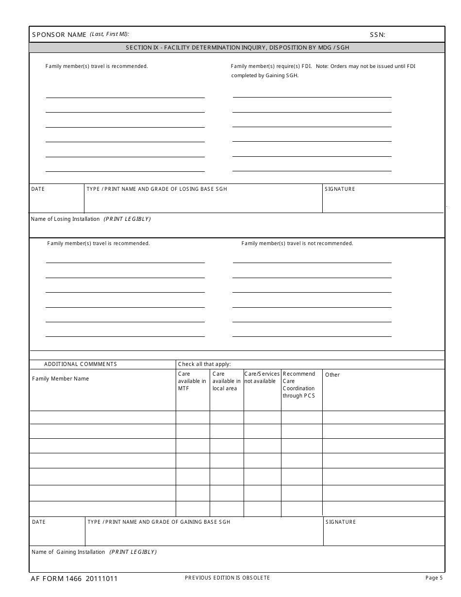 AF Form 1466 - Fill Out, Sign Online and Download Printable PDF ...