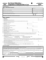 Form 593-E &quot;Real Estate Withholding - Computation of Estimated Gain or Loss&quot; - California