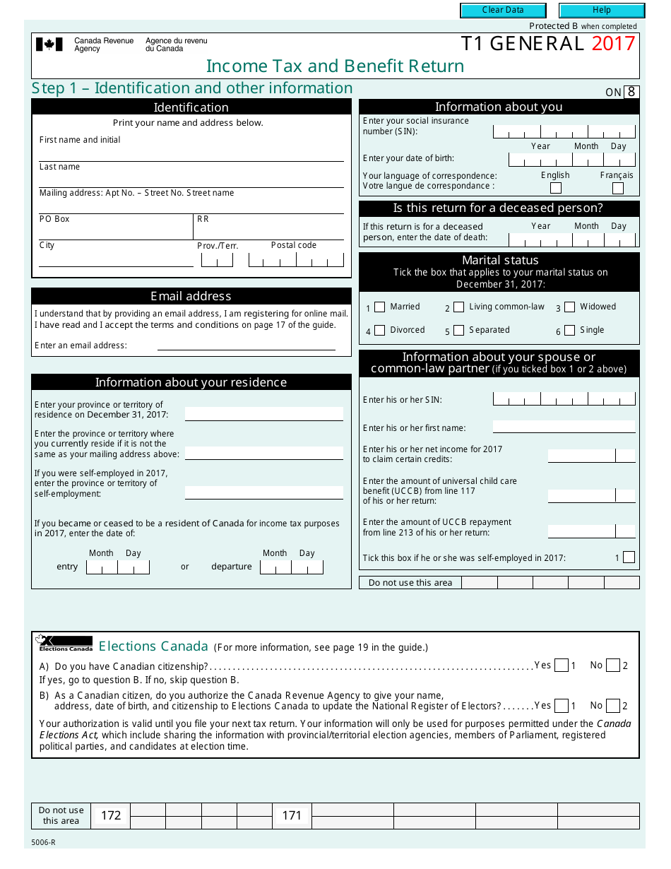 Form T1 GENERAL 2017 Fill Out Sign Online And Download Fillable