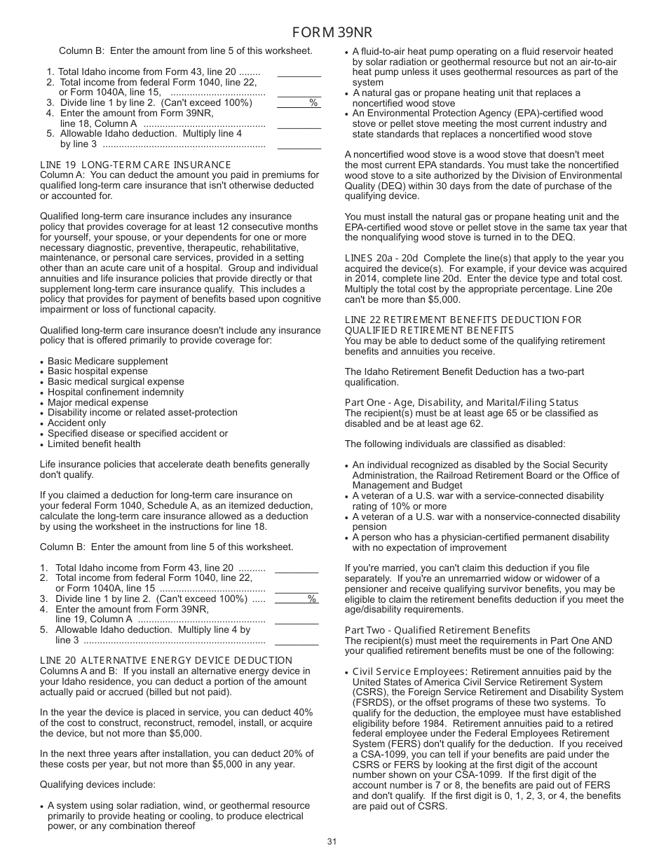 Download Instructions for Form 40, 43, 39R, 39NR Individual Income Tax ...