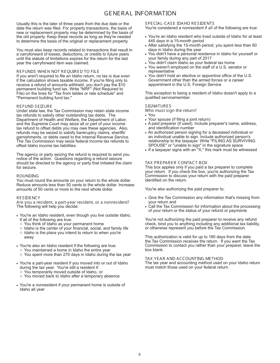 Instructions for Form 40, 43, 39R, 39NR Individual Income Tax - Idaho, Page 7