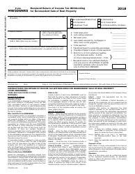 Document preview: Form MW506NRS Maryland Return of Income Tax Withholding for Nonresident Sale of Real Property - Maryland