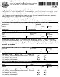 Form 6256 Designation of Spouse and/or Dependent Child for Health Insurance - Kentucky