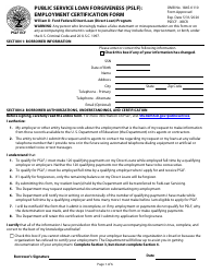 Form PSLF ECF Public Service Loan Forgiveness (Pslf): Employment Certification Form
