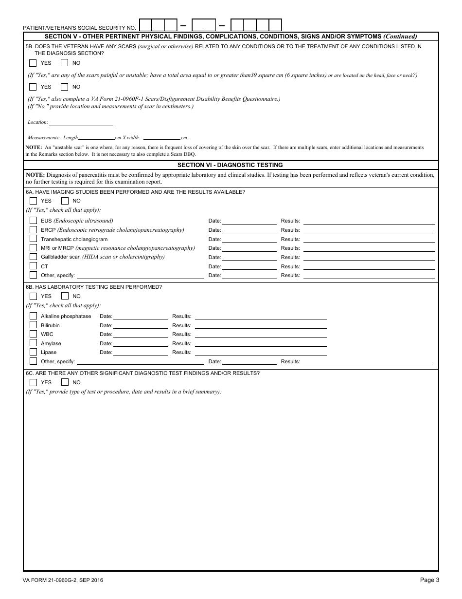 VA Form 21-0960G-2 Gallbladder and Pancreas Conditions Disability Benefits Questionnaire, Page 3