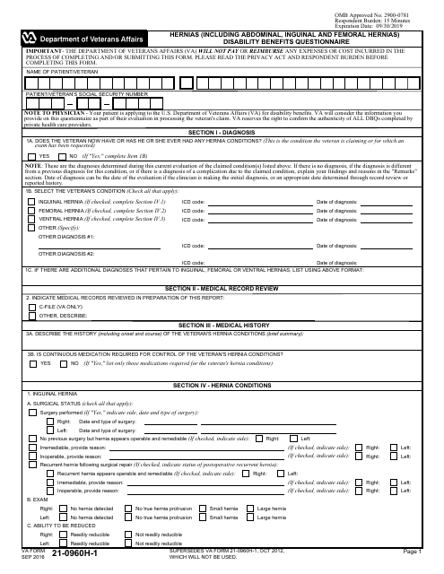 VA Form 21-0960H-1  Printable Pdf