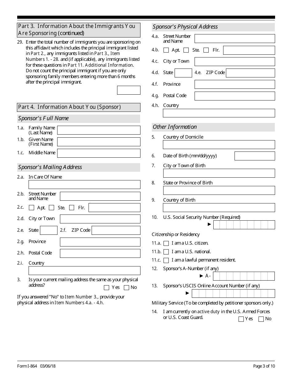 USCIS Form I-864 Affidavit of Support Under Section 213a of the Ina, Page 3