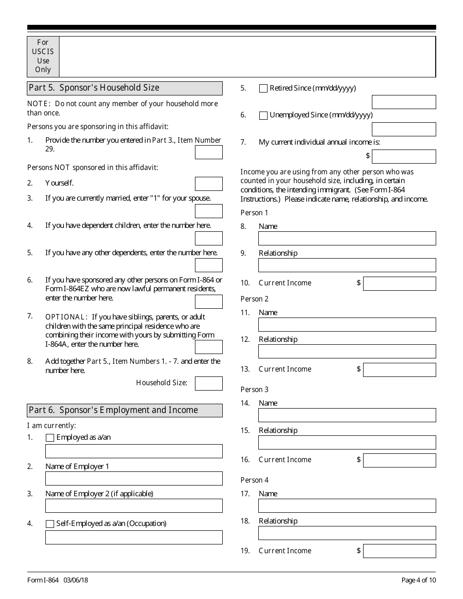 USCIS Form I-864 Affidavit of Support Under Section 213a of the Ina, Page 4