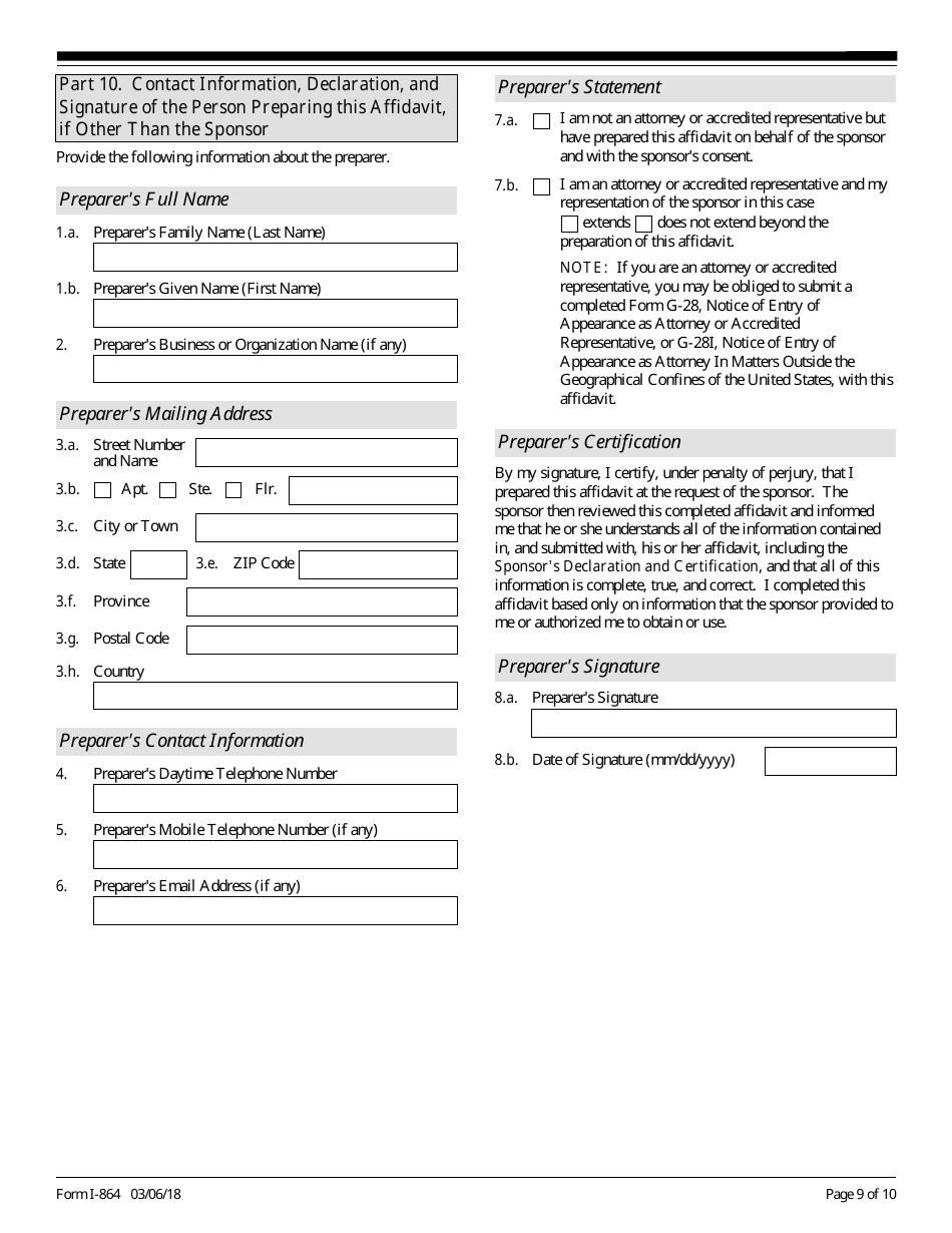 USCIS Form I-864 Affidavit of Support Under Section 213a of the Ina, Page 9
