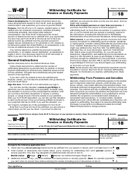 Document preview: IRS Form W-4P Withholding Certificate for Pension or Annuity Payments