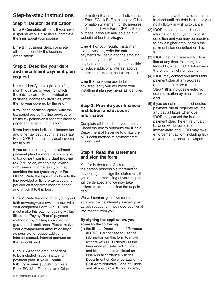 Form CPP-1 Installment Payment Plan Request - Illinois, Page 4