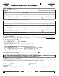 Form 593 &quot;Real Estate Withholding Tax Statement&quot; - California, 2018
