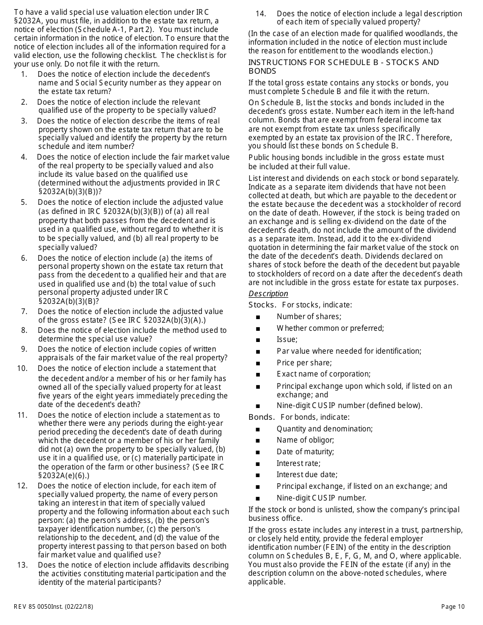 Instructions for Form REV85 0050 Washington State Estate and Transfer Tax Return - Washington, Page 10