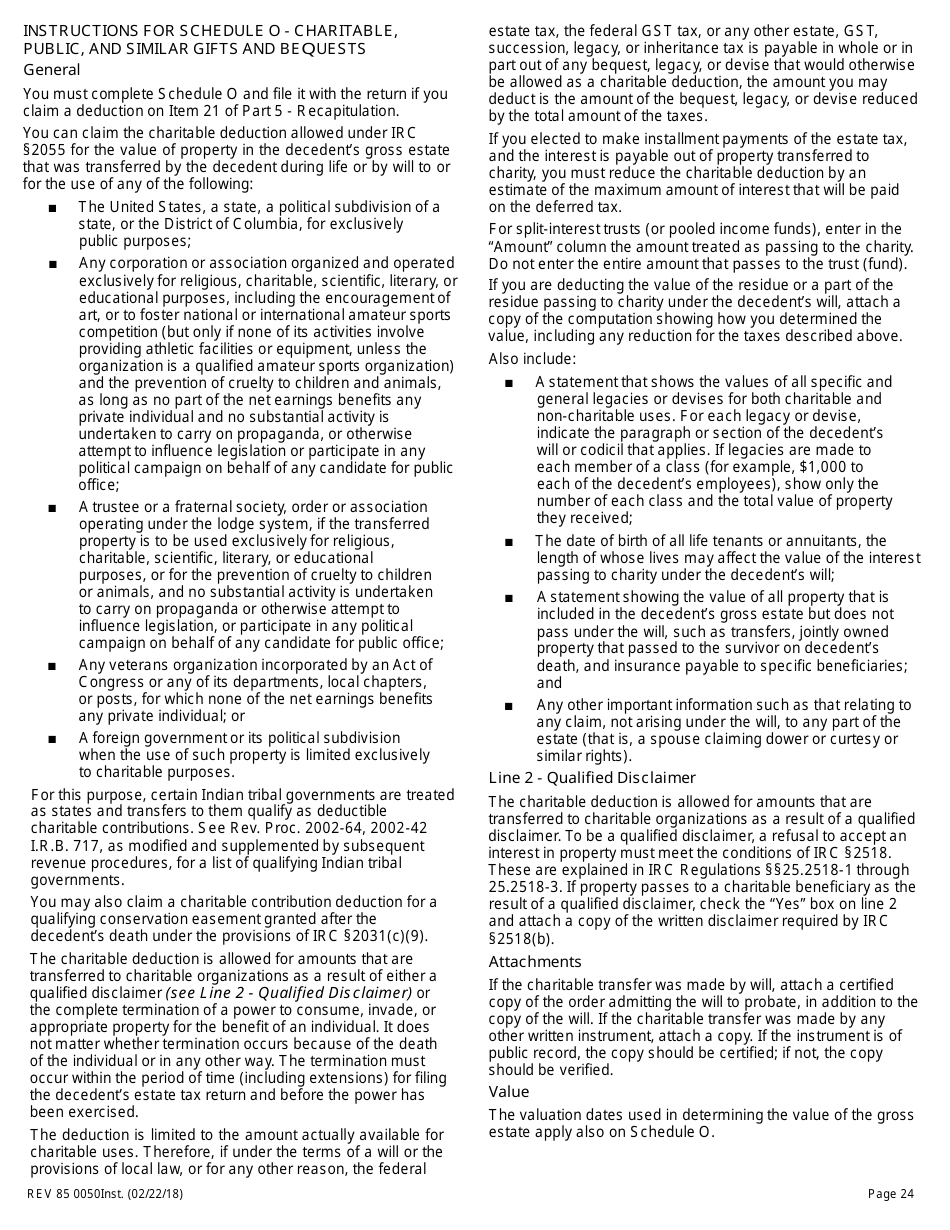 Instructions for Form REV85 0050 Washington State Estate and Transfer Tax Return - Washington, Page 24