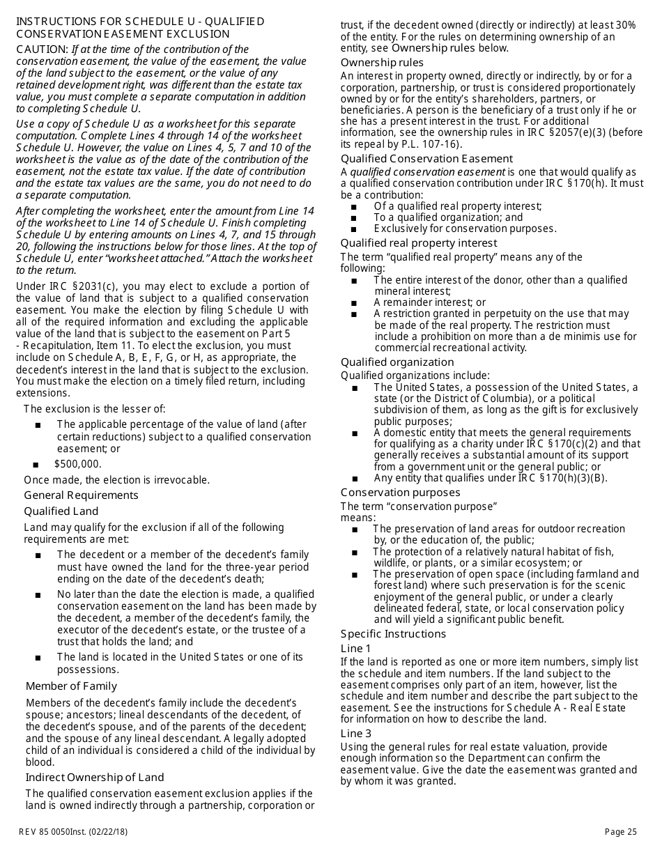 Instructions for Form REV85 0050 Washington State Estate and Transfer Tax Return - Washington, Page 25