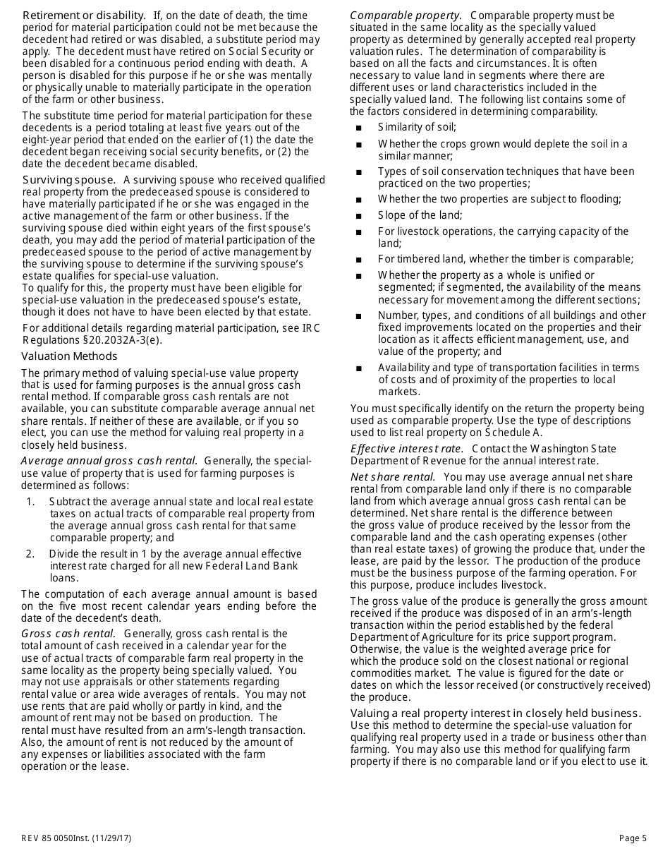 Instructions for Form REV85 0050 Washington State Estate and Transfer Tax Return - Washington, Page 5